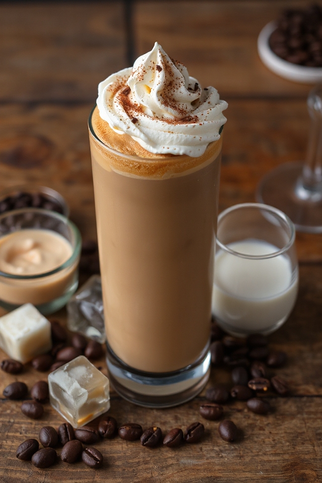 creamy iced coffee preparation