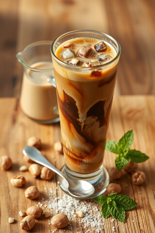 iced hazelnut coffee preparation