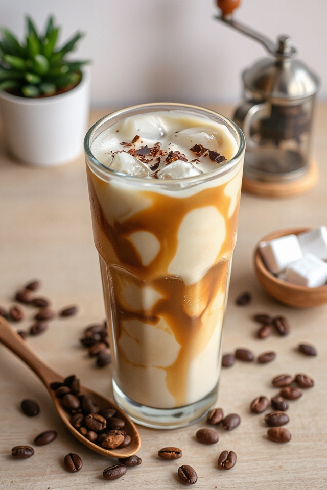 iced vanilla coffee preparation