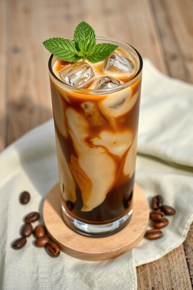refreshing iced mint coffee
