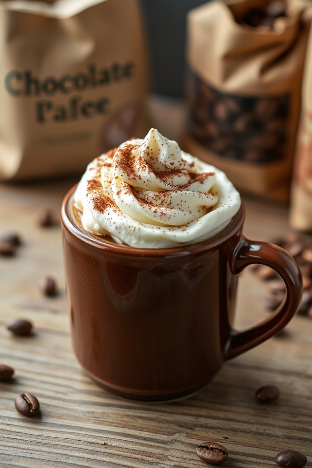 whipped cream chocolate coffee